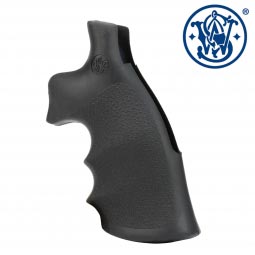 Smith & Wesson K, L-Frame Grips, Round To Square Butt Conversion, Hogue Black Rubber w/S&W Logo