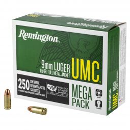 Remington UMC 115gr. 9mm FMJ Ammunition, 250 Round Mega Pack