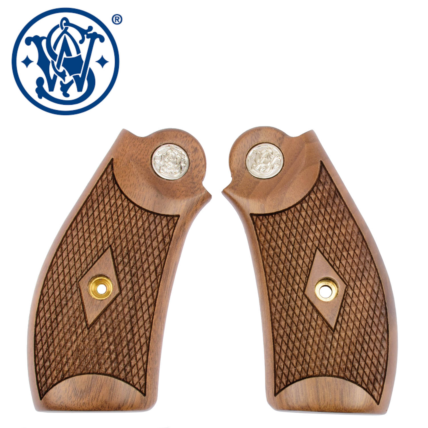 Smith Wesson N Frame Old Style Grips Round Butt Checkered Walnut Mgw