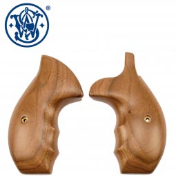 Smith & Wesson K, L-Frame Grips w/Finger Grooves, Round Butt, Fancy Walnut