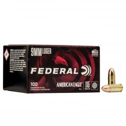 Federal American Eagle 9mm 115gr. FMJ Ammunition, 100 Round Box