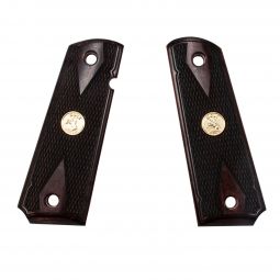 Altamont 1911 Gvmt Grips, Classic Panel Super Rosewood Double Diamond Checkered w/ Colt Grip Med