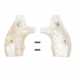 Altamont S&W J-Frame Grips Round Butt, Boot White Pearl w/ S&W Medallions