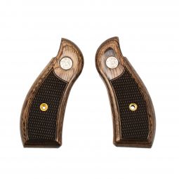 Altamont S&W K/L-Frame Grips Round Butt, Service Panel Super Walnut Checkered w/ Medallions