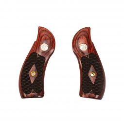 Altamont S&W N-Frame Grips Round Butt, Classic Panel Super Rosewood Checkered w/ S&W Medallions