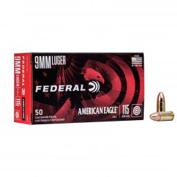 American Eagle 9mm 115gr. FMJ Ammunition, 50 Round Box