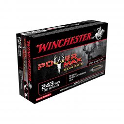 Winchester Power Max Bonded 243 Win 100gr. Ammunition, 20 Round Box