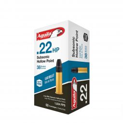 Aguila Subsonic Hollow Point, .22 LR Subsonic Ammunition, 38gr. Lead Hollow Point, 50 Round Box