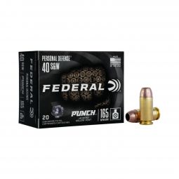 Federal Premium .40 S&W 165gr. Punch JHP Ammunition, 20 Round Box