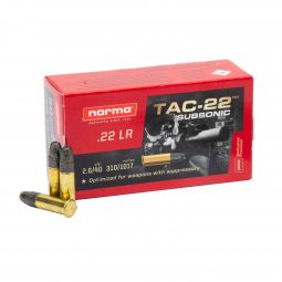 Norma Subsonic 22LR 40gr. LHP Ammunition, 50 Round Box