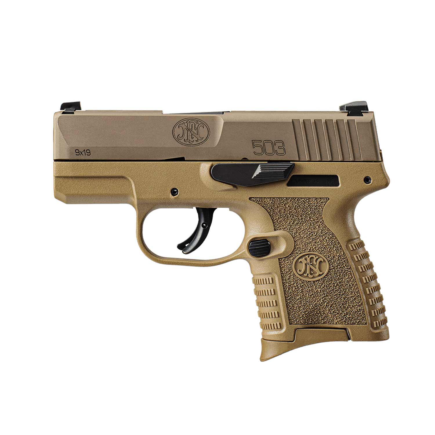 FN 503 9mm Subcompact Pistol, FDE w/(1) 6 Round and (1) 8 Round Magazine:  MGW