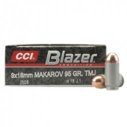 CCI Blazer 9x18mm Makarov 95gr. TMJ Ammunition 20 Round Box