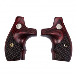 Altamont Smith & Wesson J-Frame Grips Round Butt, Boot Super Rosewood Basketweave w/ S&W Medallions