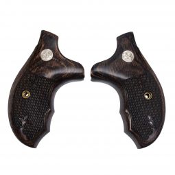 Altamont Smith & Wesson J-Frame Grips Round Butt, Combat Super Walnut Checkered w/ S&W Medallions