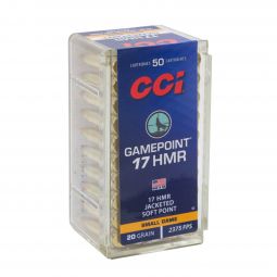 CCI Gamepoint 17HMR 20gr. JSP Ammunition, 50 Round Box