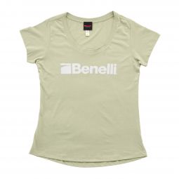 Benelli Distressed Logo Womens T-Shirt, Desert Sage