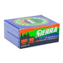 Sierra Sports Master 380 Auto 90gr. JHP Ammunition, 20 Round Box