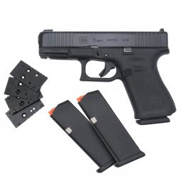 Glock 19 Gen5MOS 9mm Pistol w/ AmeriGlo Front Sight, Optic Plates & 3 15rd. Magazines, Pre-Owned