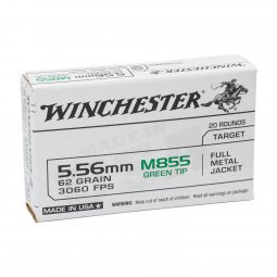 Winchester Lake City 5.56mm M855 Green Tip 62gr FMJ Ammunition, 20 Round Box