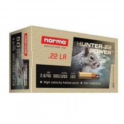 Norma Hunter-22 Power 22LR 40gr. Ammunition, 50 Round Box