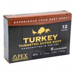 Apex Ammunition GT-3 Turkey Tungsten Super Shot, 12ga. 3" 2-1/4oz. #9 Shot, 5 Round Box