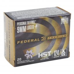 Federal Premium 9mm +P 124gr. HST JHP Ammunition, 20 Round Box