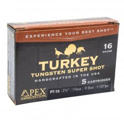 Apex Ammunition PT-16 Turkey Tungsten Super Shot, 16ga. 2-3/4" 1-5/8oz. #9 Shot, 5 Round Box