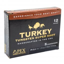 Apex Ammunition PT-3-1/2 Turkey Tungsten Super Shot, 12ga. 3.5" 2-1/2oz. #9 Shot, 5 Round Box