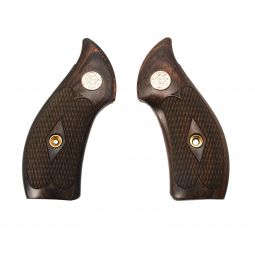 Altamont Smith & Wesson J-Frame Grips Round Butt, Walnut Checkered w/ S&W Medallions