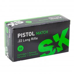 SK Pistol Match .22 Long Rifle 40 gr. Round Nose Ammunition, 50 Round Box