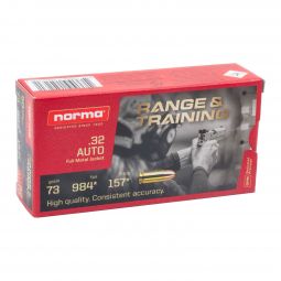 Norma Range & Training 32 Auto 73gr. FMJ Ammunition, 50 Round Box