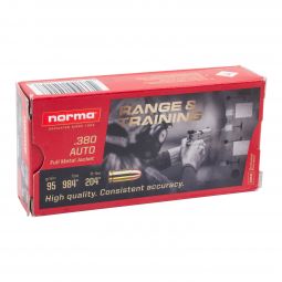 Norma Range & Training 380 Auto 95gr. FMJ Ammunition, 50 Round Box