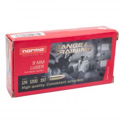 Norma Range & Training 9mm 124gr. FMJ Ammunition, 50 Round Box