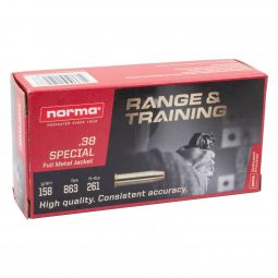 Norma Range & Training 38 Special 158gr. FMJ Ammunition, 50 Round Box