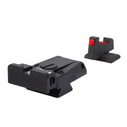 LPA Browning Hi-Power Sight Set, Adjustable Black Serrated Rear w/ Fiber Dovetail Front Sight