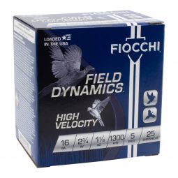 Fiocchi High Velocity 16ga. 2-3/4" 1-1/8oz. #5 Shot, 25 Round Box