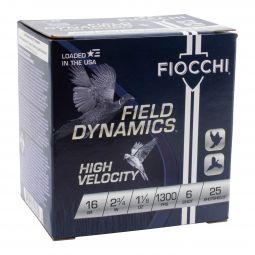 Fiocchi High Velocity 16ga. 2-3/4" 1-1/8oz. #6 Shot, 25 Round Box