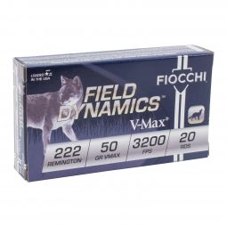 Fiocchi Field Dynamics .222 REM 50gr. V-Max Ammunition, 20 Round Box