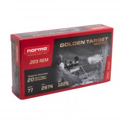 Norma Golden Target 223 Rem 77gr. BTHP Ammunition, 20 Round Box