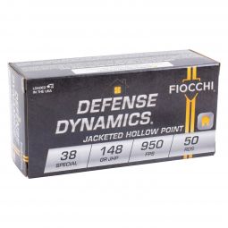 Fiocchi Defense Dynamics .38 Special 148gr. Jacketed Hollow Point Ammunition, 50 Round Box