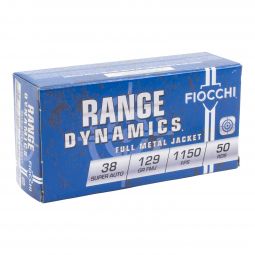 Fiocchi Range Dynamics .38 Super Auto 129gr. FMJ Ammunition, 50 Round Box