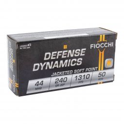 Fiocchi Defense Dynamics .44 Mag 240gr. Jacketed Soft Point Ammunition, 50 Round Box