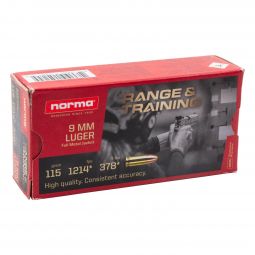 Norma Range & Training 9mm 115gr. FMJ Ammunition, 50 Round Box