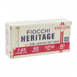 Fiocchi Heritage 30 Luger 93gr. Semi-Jacketed Soft Point Ammunition, 50 Round Box