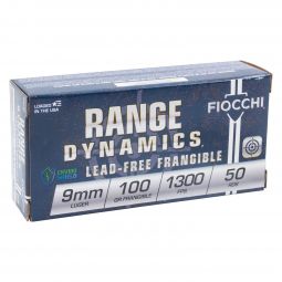 Fiocchi Range Dynamics 9mm 100gr. Lead-Free Frangible Ammunition, 50 Round Box