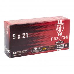 Fiocchi Heritage 9x21mm IMI 123gr. FMJ Truncated Cone Ammunition, 50 Round Box