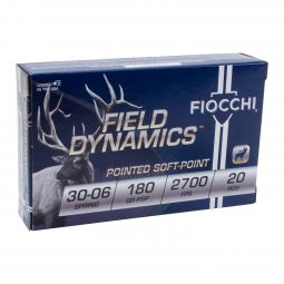 Fiocchi Field Dynamics .30-06 Springfield 180gr. Pointed Soft Point Ammunition, 20 Round Box