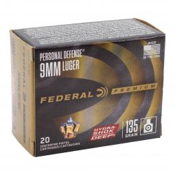 Federal Premium 9mm 135gr. Hydra-Shok Deep Ammunition, 20 Round Box