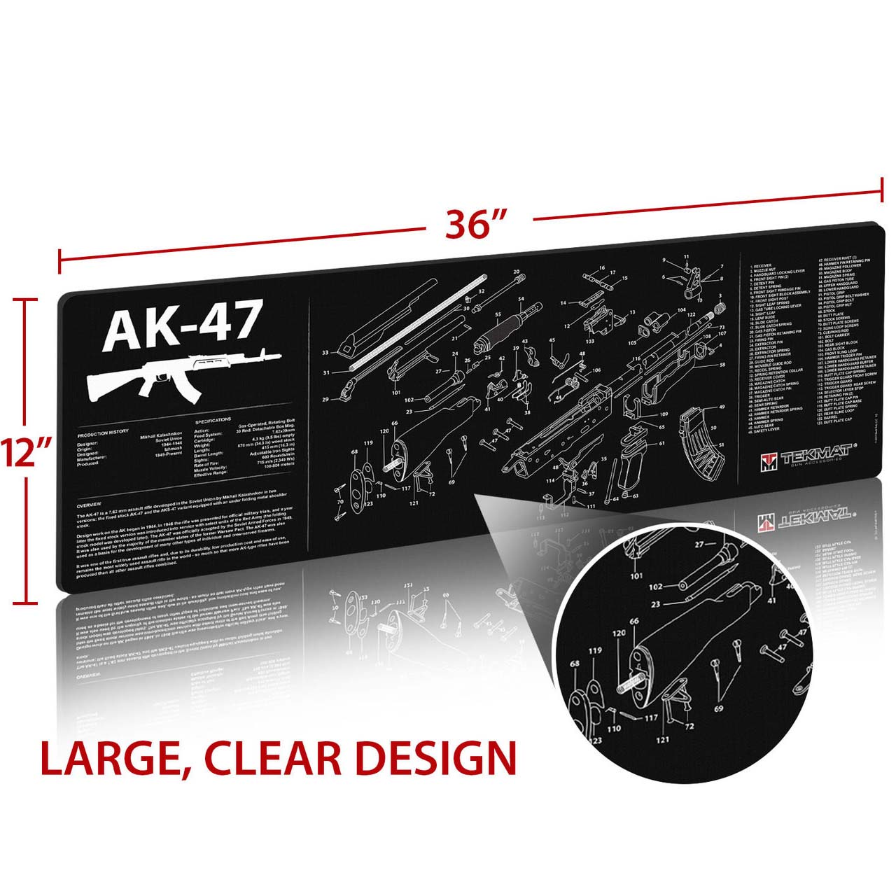 TekMat AK-47 12x36 Gun Cleaning Mat, Black: MGW