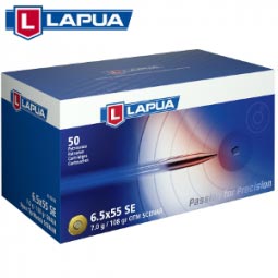 Lapua 6.5x55 SE 108gr Open Tip Match Scenar Ammunition, 50 Round Box